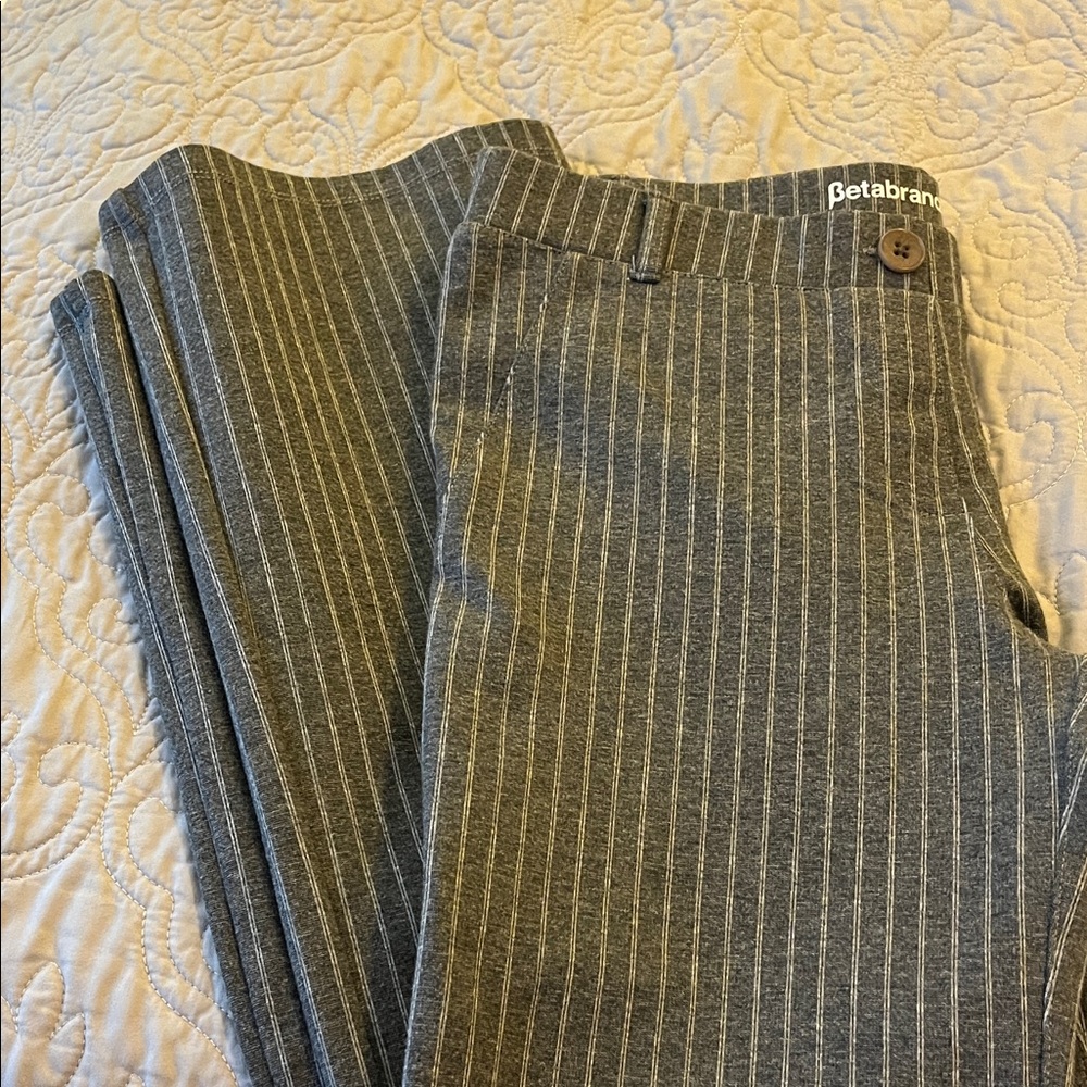 Betabrand Women’s Pinstripe Bootcut Gray Pants